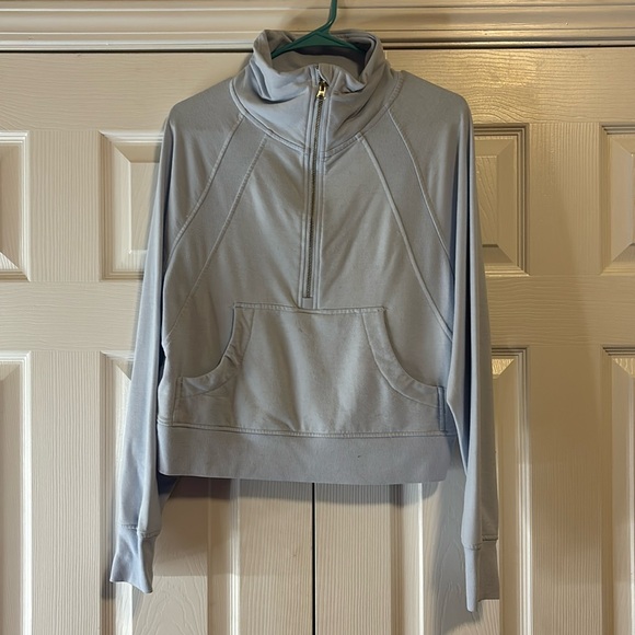 Danskin Baby blue cropped jacket size small with half zipper - Picture 1 of 5